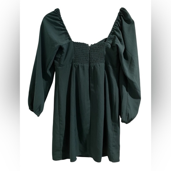 Abercrombie Dark Green Long Sleeve Mini Dress Size Medium Petite MP - Picture 3 of 6